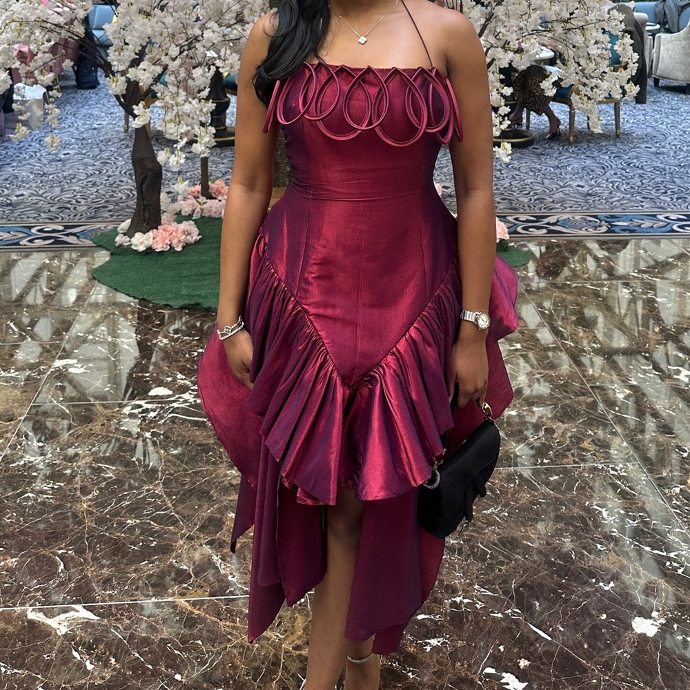 Desiree Iyamah Burgundy Evening Dress